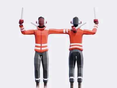 Airport Ground Crew - Animated and Rigged Low-poly 3D model
