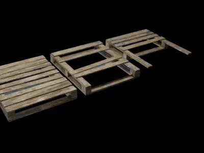 Free Wooden Pallets one full and two broken Free low-poly 3D model