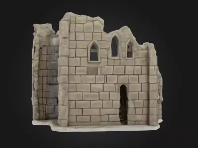 Ruined Fortress Model Low-poly 3D model