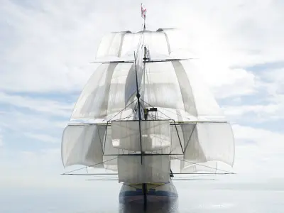 HMS Vanguard Sailing ship Low-poly 3D model