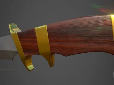 PBR-Enhanced Rustic Artisanal Knife - Old West Style Low-poly 3D model