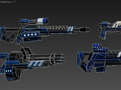 Lowpoly Cartoon Weapons Alliance Set Low-poly 3D model