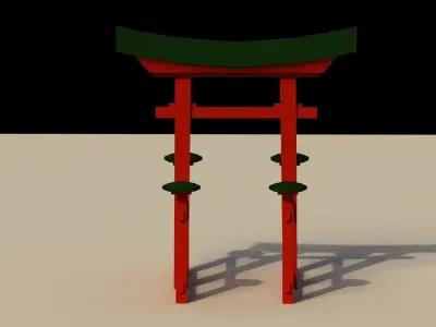 Low Poly Japanese Torii 2 Low-poly 3D model