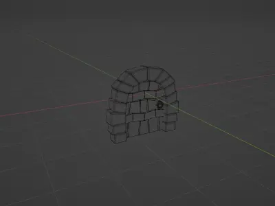 Old door with little polygon Low-poly 3D model