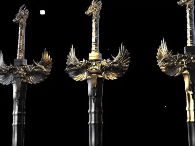 Dark Winged Dragon sword 3D model