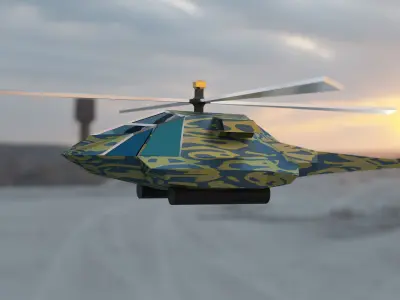Helicopter Low-Poly 3D Model military Low-poly 3D model