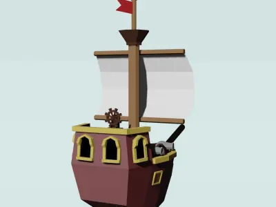 Low-poly battle ship Low-poly 3D model