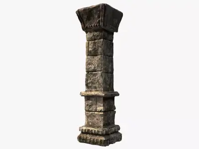 Stone pillar column Low-poly 3D model