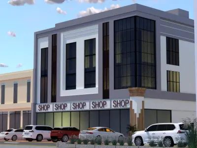 Modern Retail and Office Building A19 DWG  3D SketchUp 3D model
