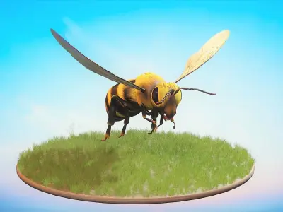 Honey Bee Animated Rigged  Low-poly 3D model