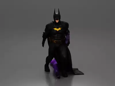 Batman drags defeated clown prince marching with relentless 3D print model