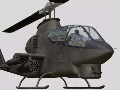 AH-1G Cobra US Army Vietnam War Helicopter Game Ready PBR 136K Low-poly 3D model