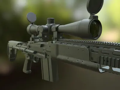 MK14 Ebr Rifle Low-poly 3D model