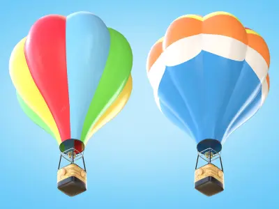 Hot Air Balloon Low-poly 3D model