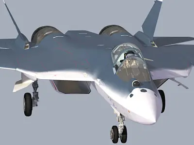 Sukhoi T-57 PAK-FA stealth fighter jet Low-poly 3D model