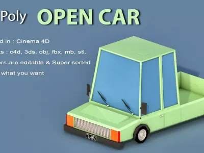 Cartoon Open Car Free low-poly 3D model