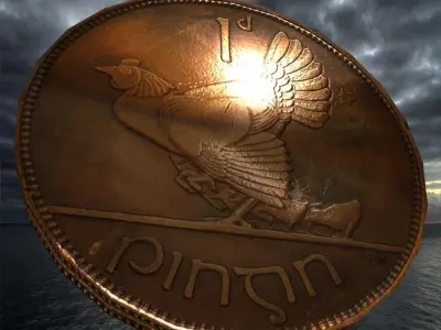 Ireland penny Low-poly 3D model