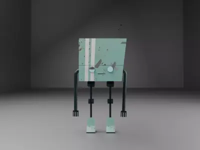 Low Poly Sci Fi Robot Combined- Separated 16 Part Model Low-poly 3D model
