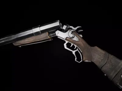 Game Ready Double Barrel Shotgun low poly  3D Model for Games VR Low-poly 3D model