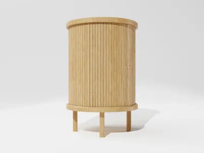 Wooden Round Side Table  Free low-poly 3D model