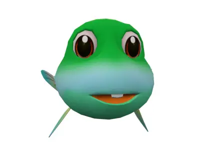 Greenback Mullet Fish Cartoon Animated Low-poly 3D model