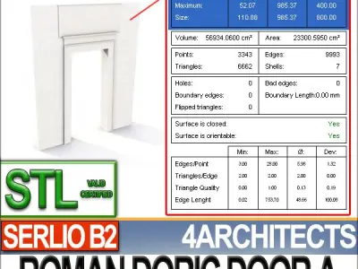 Ancient Roman Doric Door A Revit STL Printable 3D print model