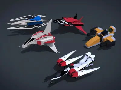 5 SpaceShip Collection 03 Low-poly 3D model