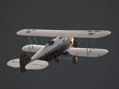Plane J6B Jaktfalken Swedish air force 1929 Low-poly 3D model