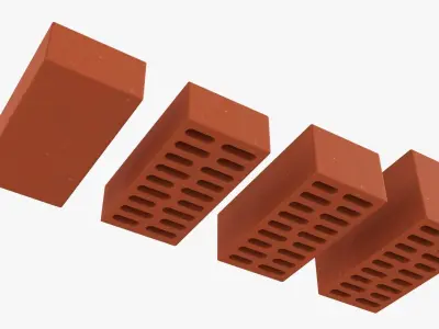 Clay bricks 4 types 3D model
