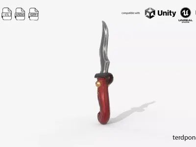Stylized Fantasy Dagger - Low Poly Game Ready Sword Low-poly 3D model