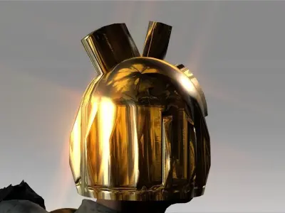 Low poly golden geometrical helmet Low-poly 3D model