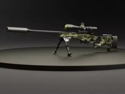 AWM Sniper Rfle Low-poly 3D model