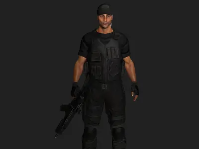 AAA 3D REALISTIC AFRICAN MALE CHARACTER-ARMY MILITARY ACTION WAR Low-poly 3D model