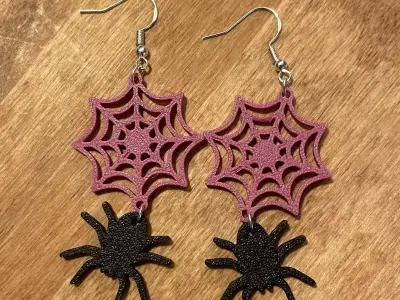 Spider Web Dangle Earrings STL Free 3D print model