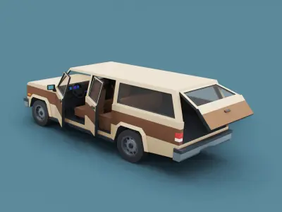 Stylized Cartoon SUV Suburban Car Low-poly 3D model