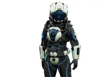 CYBER ASTRONAUT-F  Rigged for Unreal Engine - Unity - MIXAMO 3D model