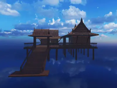 Thai traditional house 01 Low-poly 3D model