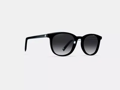 Durand Sunglasses in Jet Black with Polished Gold 3D model