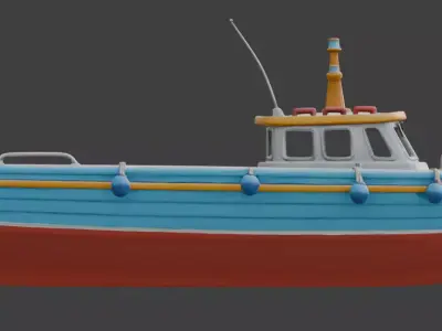 Stylized 3D Tropical Motorboat Model Low-poly 3D model