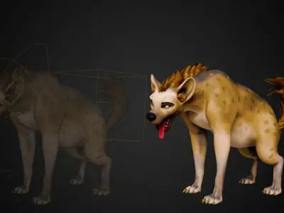 Cartoon-Realistic Spotted Hyena - Rigged for Blender Low-poly 3D model