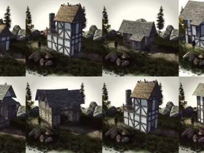 FREE Medieval Buildings Sample Model Free low-poly 3D model