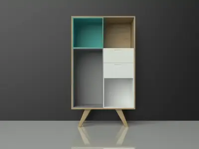 Commode cabinet - wood - colorful - furniture set - Artrzcinski Low-poly 3D model purchase