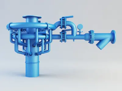 Mixer pipe valve Low-poly 3D model