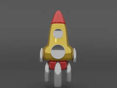 yellow rocket Low-poly 3D model