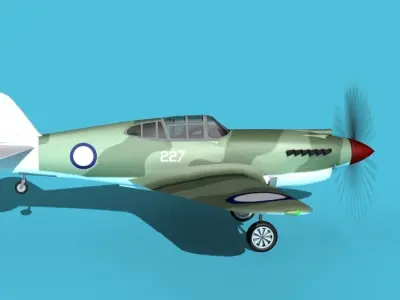 Curtiss P-40B Tomahawk V09 New Zealand 3D model
