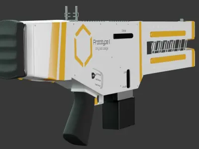 Railgun gun with stripes 3D model