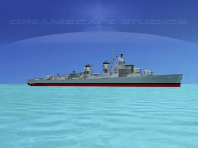 Sumner Class Destroyer DD733 USS Shannon 3D model