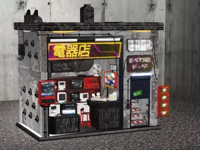 Sci-Fi Market Shop Building 03 3D Model Low-poly 3D model