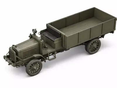 1910s Vintage Military Truck Classic Army Transport Vehicle 3D model