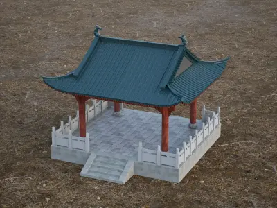 Traditional Chinese Opera Stage Low-poly 3D model